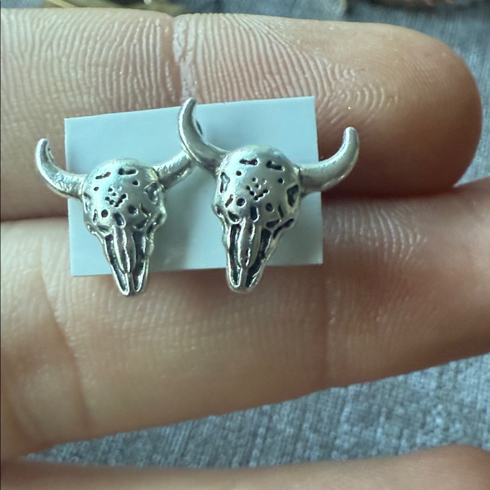Western Bull Skull Stud earrings